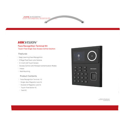 Kit de Control de Acceso Biométrico / Reconocimiento Facial 500 Rostros / Huella y Tarjeta MIFARE 1,000 / Detección 0.3 a 2 m (0.98 a 6.56 ft) / Alimentación 12V CC Incluida / Interior