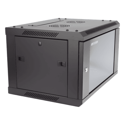 Gabinete de Montaje / 6 Unidades de Rack / 19" / Carga 40 kg / Puerta Cristal Templado / Pared o Piso / 600 x 368 x 450 mm (23.6 x 14.5 x 17.7 in)